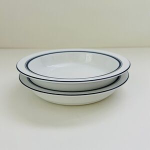 DANSK Bistro Christianshavn Blue Rimmed Soup Bowls, Set of 2